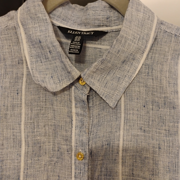 Ellen Tracy Striped 100% Linen Pullover Top, 2X - Picture 14 of 15